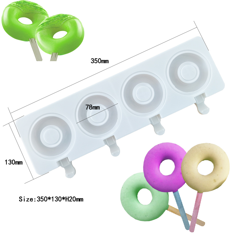 Donut Mold Silicone - Большой пончик, 4-полая форма для мороженого,